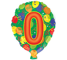 Happy Birthday number 0 Mylar Balloon